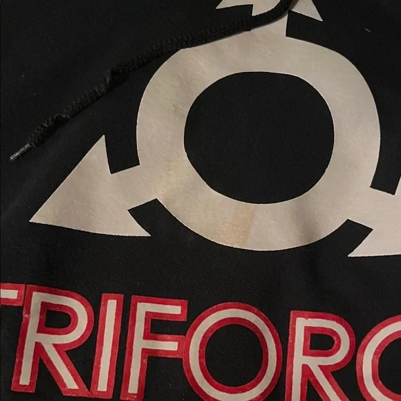 Gildan Black Hoodie with White and Red Triforce Graphic - Picture 2 of 4